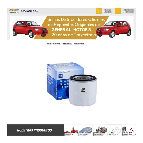 Filtro Aceite Chevrolet Onix Prisma + Aceite Sintetico Acdel Foto 3