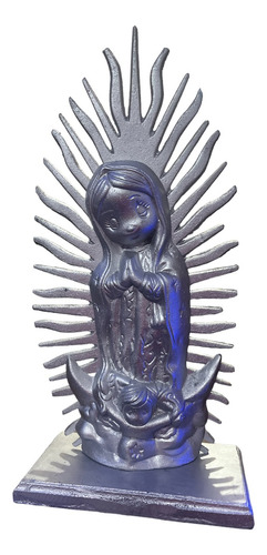 Virgencita De Guadalupe Animada 42 Cm Alumino Artesanal