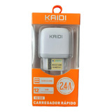 Carregador Turbo 2 Entradas Para Dispositivo Usb Mais Potent Cor Branco