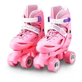 Patines 4 Rueda Ajustable Para Niña Rosados