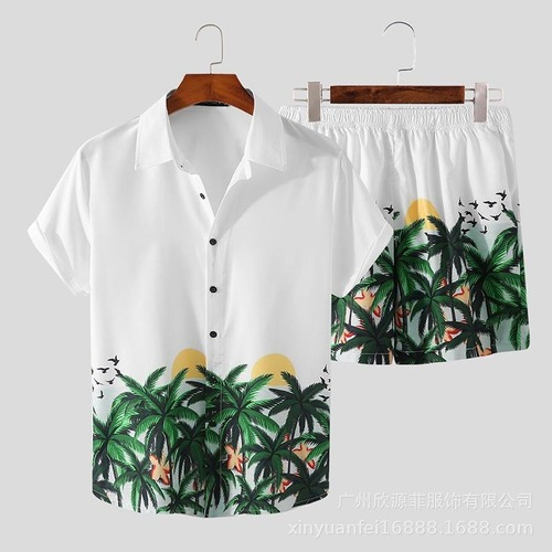 Conjunto De Camisa Hawaiana De Hombre Para La Playa