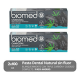 Pack 2 Pastas Dentales Naturales Biomed Charcoal Sin Fluor