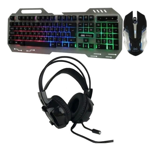 Kit Gamer Teclado Semi Mecânico + Mouse Óptico + Headset 7.1