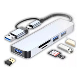 Hub 5 En 1 Tipo C + Usb A Usb 3.0 + Usb 2.0 + Sd/tf Cqt-2302