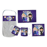 Set Jardin Merlina Toalla Mantelito Servilleta Taza 4