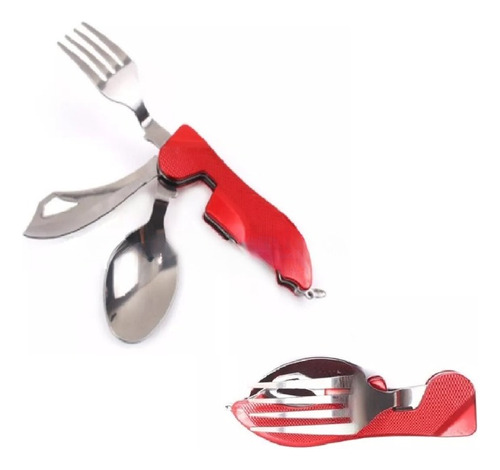 Set Cubierto Servicio Plegable 4 En 1 Viaje Camping Trekking