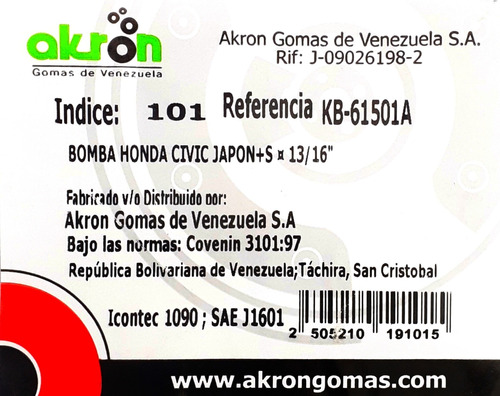 Kit Goma Bomba Freno Honda Civic Japones 13/16 Foto 4