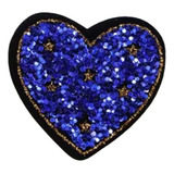 Aplique Patch Coração Azul 10 Peças 4,1 X 4,1cm Brilho