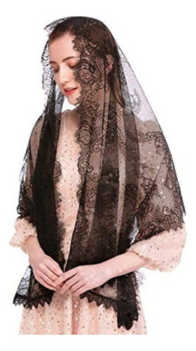 Velo Encaje Mantilla Española Misa Estilo Latino Color Negro