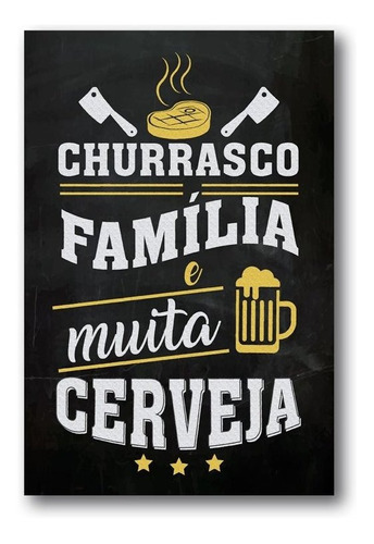 Quadro Decorativo Churrasco Cozinha Cerveja 20x30 