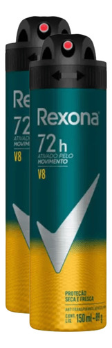 Kit 2 Desodorante Rexona Men V8 72h 150ml