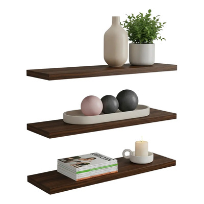 Repisas Flotantes Set De 3 Modernas Minimalistas 30 X 15 Cm, Nogal Oscuro | MercadoLibre