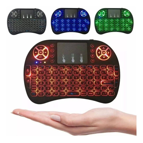 Mini Teclado Led Air Mouse Touchpad Sem Fio Usb