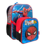 Kit Mochila Spiderman Primaria Lonchera Combo Hombre Araña Marvel Niño Escolar Original Ruz 3d