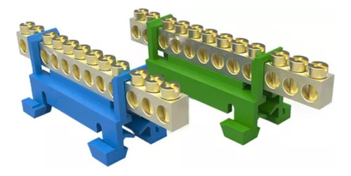 2 Barramentos Borne Neutro E Terra C/ 12 Vias P/ Trilho Din