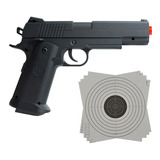 Pistola Airsoft Spring 1911 V-18 Full Metal 6mm + Alvos