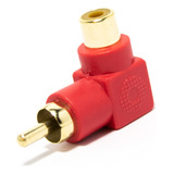 4 Adaptadores Rca Macho Hembra 90 Grados Rojo Codo Rca