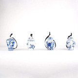 Mini Ginger Jar Ornaments - Set Of 4 Porcelain Hanging Chino