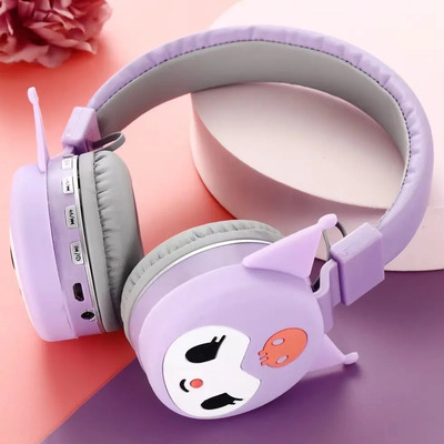 Audífonos Diadema Diferentes Personajes Bluetooth Ajustables Color Kuromi Morada