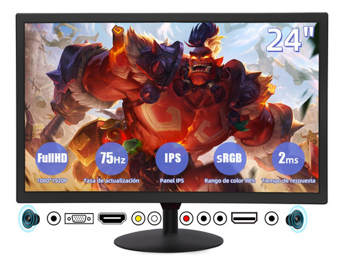 Monitor Gamer Fhd 24 Hdmi Vga 6 Interfaz 75hz Con Altavoces