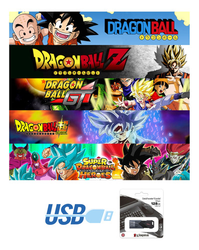 Dragon Ball, Dbz, Dbgt, Dbsuper, Heroes Serie Latino Usb