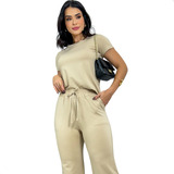 Conjunto Moletinho Cropped Femino Casual Moletom Moda Jogger