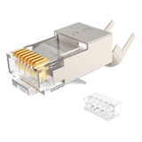 Aucas Paquete De 50 Conectores Cat7 Rj45 De Metal Blindado .