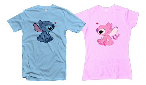 Playera Stich Y Angel Parejas Novios Duo 2 Piezas A2