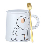 Taza De Caf Con Tapa Y Cuchara, Diseo Animal - Elefante