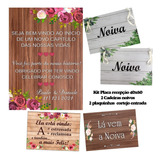 Kit 2 Placas Casamento 1 40x60 Recepção E 2 Cadeiras Noivos