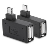 2 Pack Usb 2.0 Female To Male Micro Otg 90 Degree Adapter