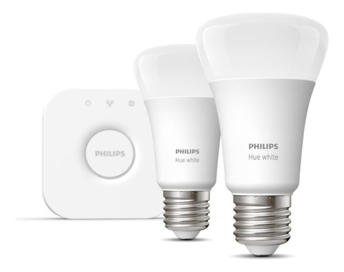 Kit Philips Hue Bridge + 2 Ampolletas 9w A60 E27 Luz Calida