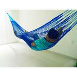Rede De Descanso Dormir Nylon Tarrafa Camping Resistente Cor Azul