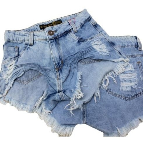 Kit 10 Peças Shorts Jeans Cintura Alta Cós Desfiado Sjd 