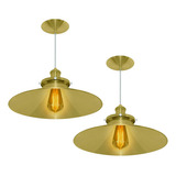 Kit 2 Pendentes Nordic Industrial 38 Cm Dourado