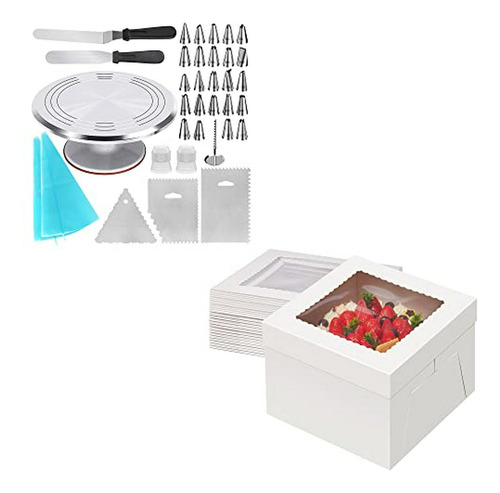 Kit Decoración Pasteles + Cajas Para Pasteles