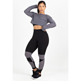 Conjunto Moda Fitness Feminino Calça Legging E Cropped Dry