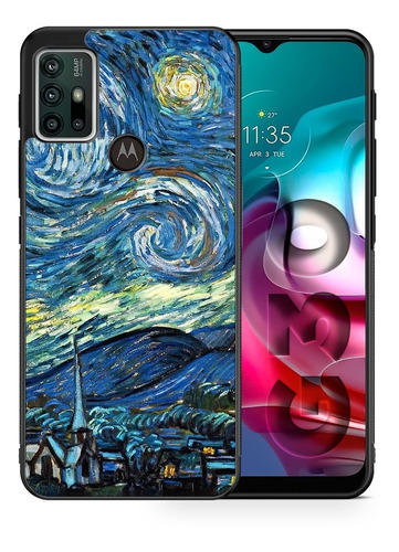 Funda Moto G30 Noche Estrellada Van Gogh Tpu Uso Rudo