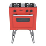 Fogão  De Chão Venax  Mini Cook A Gás 2 Queimadores  Vermelho Porta Com Visor 22l