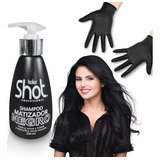  Shampoo Matizador Negro Para Cabello Gris Plata + Guantes
