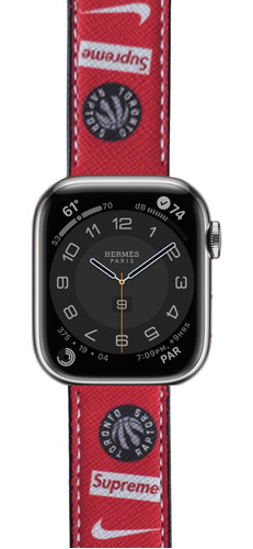 Correa Piel Para Reloj Apple Watch Lujo | Supreme Nba Rojo