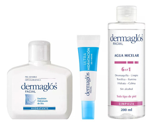 Kit Facial Dermaglós Rutina De Limpieza + Hidratación