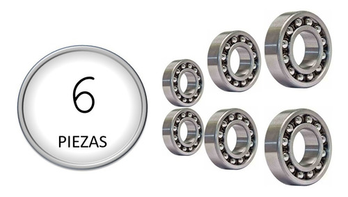 6 Baleros De Bolas En Una Hilera 6203-2rs 3/4 Marca Weston