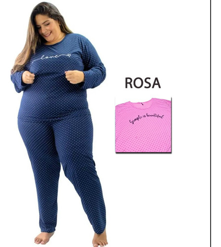 Pijama Plus Size Feminino Inverno 54 Longo Blusa Manga Longa