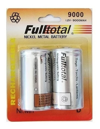 Pila Recargable Tipo D Fulltotal 9000mah Pack X 2 Pilas