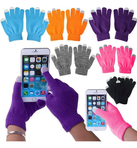 Guantes Touch De Lana Tejido Tablet Celular Invierno Colores