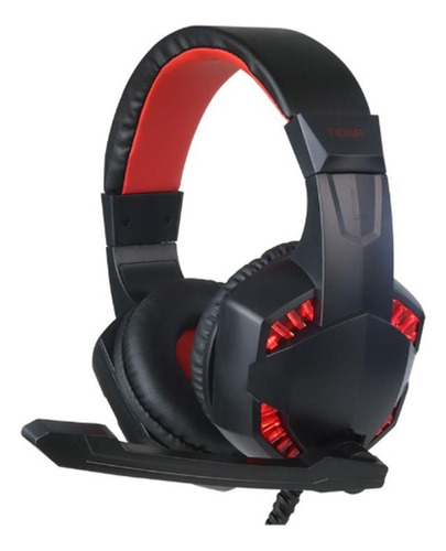 Auriculares Gamer Con Microfono Pc Ps4 Luces Led Noga St8260 Color Negro Luz Rojo