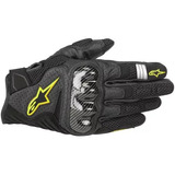 Guantes Cortos Piel Motociclista Alp Verdes Carbono