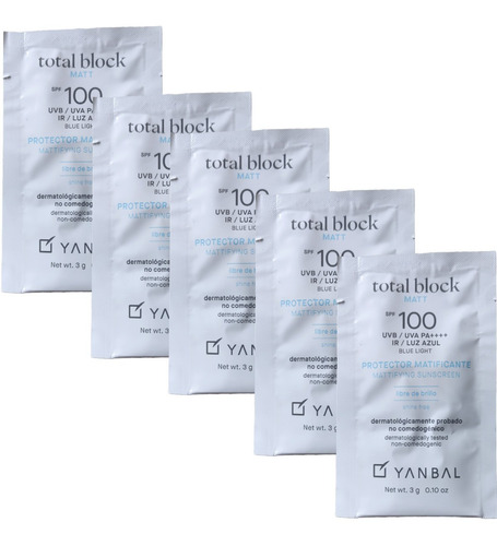 5 Sachet Total Block Spf 100 Yanbal - g a $5133