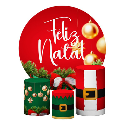 Kit Capas Cilindros P M G Natal Papai Noel + Painel Redondo